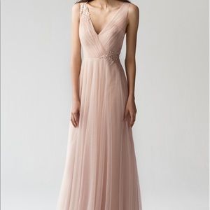 Stunning soft tile gown with appliqué